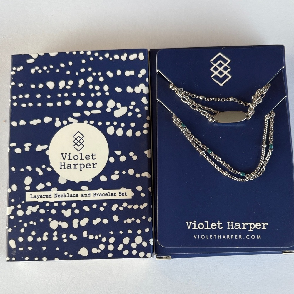 Silver Layered Necklace and Bracelet Set
